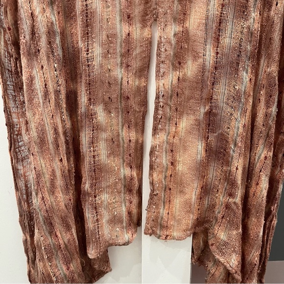 Free People Bronze Tie Dye Shimmer Crochet Kimono Maxi Kaftan Duster Coverup - Picture 13 of 16